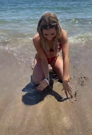 4. Sexy Elliana Walmsley in Red Bikini at the Beach