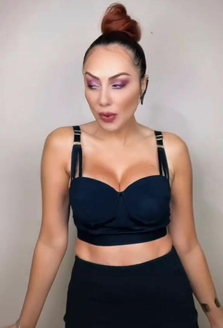 2. Sexy Erika Shows Cleavage in Black Crop Top