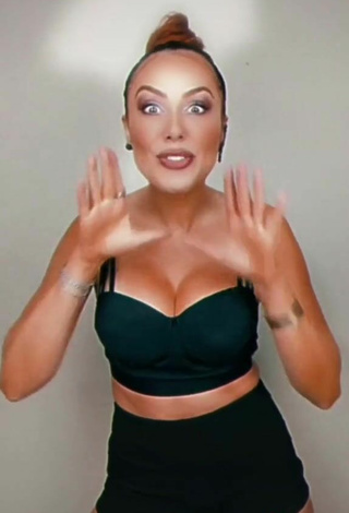 4. Sexy Erika Shows Cleavage in Black Crop Top