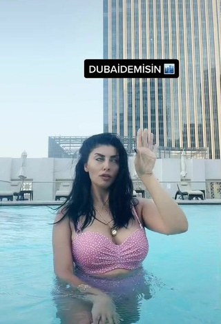Sexy Eylem Şahin Shows Cleavage in Bikini Top at the Swimming Pool