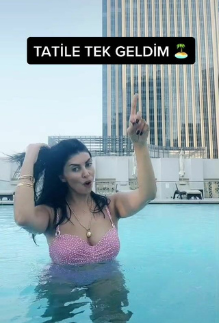 5. Sexy Eylem Şahin Shows Cleavage in Bikini Top at the Swimming Pool