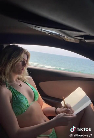 5. Sexy Faith Ordway in Green Bikini in a Car