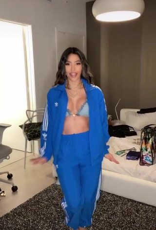 Sexy Farina Shows Cleavage in Blue Bikini Top