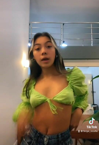 4. Sexy Ferchis in Green Crop Top