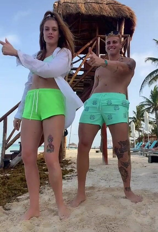 3. Sexy Flávia Charallo in Light Green Bikini Top at the Beach