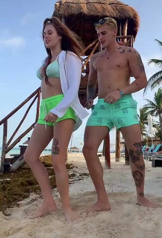5. Sexy Flávia Charallo in Light Green Bikini Top at the Beach