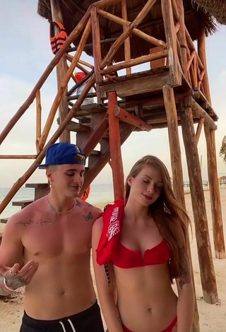 2. Sexy Flávia Charallo in Red Bikini at the Beach