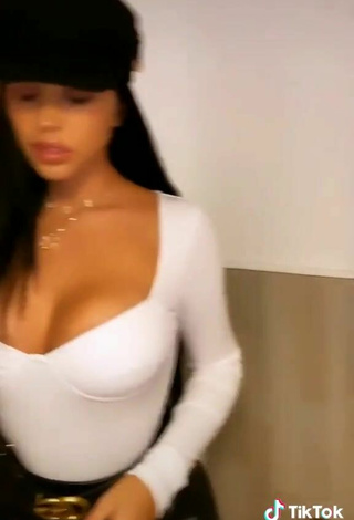 5. Sexy Franjomar Shows Cleavage in White Top