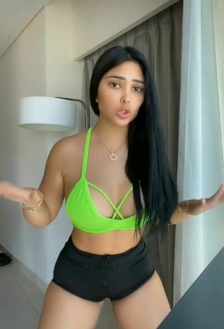 4. Cute Franjomar Shows Cleavage in Green Crop Top