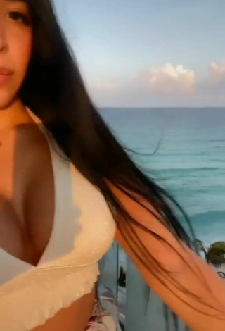 5. Hot Franjomar Shows Cleavage in White Crop Top on the Balcony