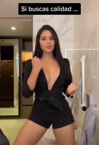 2. Sexy Franjomar Shows Cleavage in Black Overall