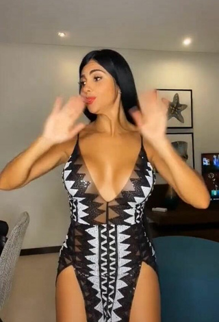 2. Sexy Franjomar Shows Cleavage in Dress