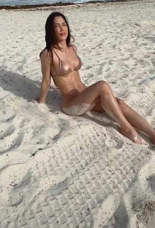 1. Georgina Mazzeo Looks Dazzling in Beige Bikini at the Beach