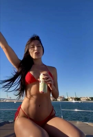 5. Georgina Mazzeo in Seductive Red Bikini on a Boat