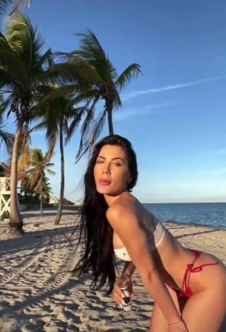 Hottest Georgina Mazzeo Shows Cleavage in White Bikini Top at the Beach