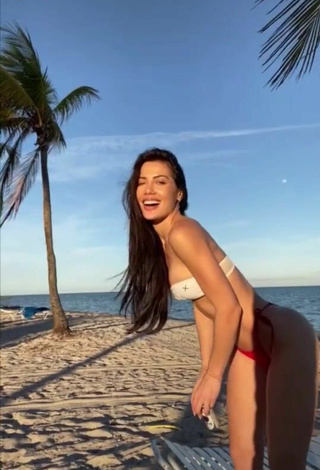 1. Erotic Georgina Mazzeo in White Bikini Top at the Beach
