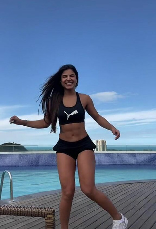 1. Sexy Hariany Nathália Almeida in Black Crop Top at the Swimming Pool