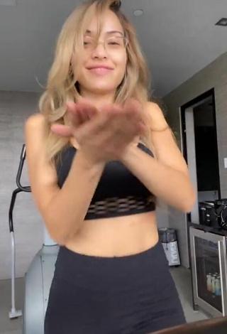 2. Gorgeous Maddy Belle in Alluring Black Crop Top