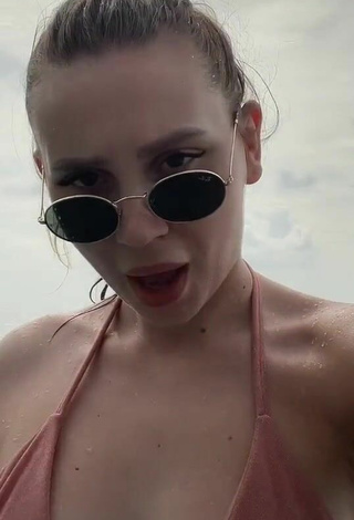 Hot Julia Godunova in Bikini Top at the Swimming Pool