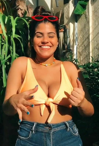 Sexy Julia Antunes in Orange Bikini Top and Bouncing Tits