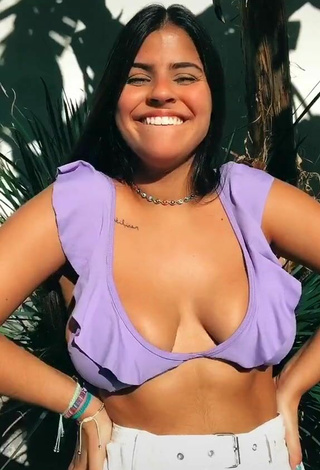 1. Julia Antunes Shows Cleavage in Nice Purple Bikini Top