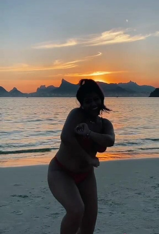 5. Attractive Julia Antunes in Red Bikini at the Beach
