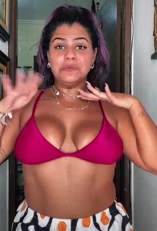 3. Breathtaking Julia Antunes Shows Cleavage and Bouncing Boobs in Pink Bikini Top