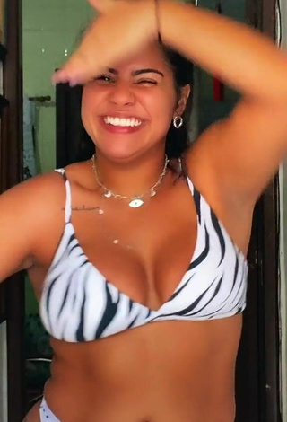 2. Lovely Julia Antunes Shows Cleavage and Bouncing Boobs in Zebra Bikini