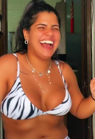 3. Lovely Julia Antunes Shows Cleavage and Bouncing Boobs in Zebra Bikini
