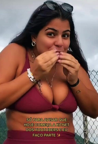 4. Really Cute Julia Antunes Shows Cleavage and Bouncing Boobs in Red Bikini