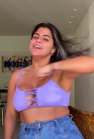 3. Seductive Julia Antunes Shows Cleavage and Bouncing Boobs in Purple Crop Top