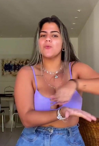 4. Seductive Julia Antunes Shows Cleavage and Bouncing Boobs in Purple Crop Top