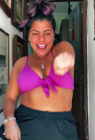 3. Alluring Julia Antunes Shows Cleavage and Bouncing Boobs in Erotic Violet Bikini Top