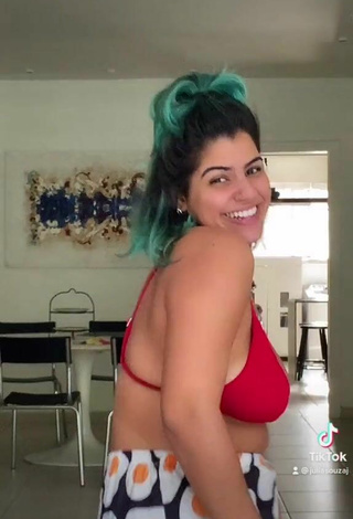 5. Beautiful Julia Antunes Shows Cleavage in Sexy Red Bikini Top