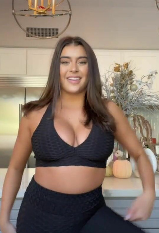 Sexy Kalani Hilliker Shows Cleavage in Black Crop Top