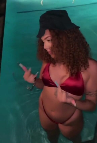 Hot Kayla Granda in Red Bikini at the Swimming Pool