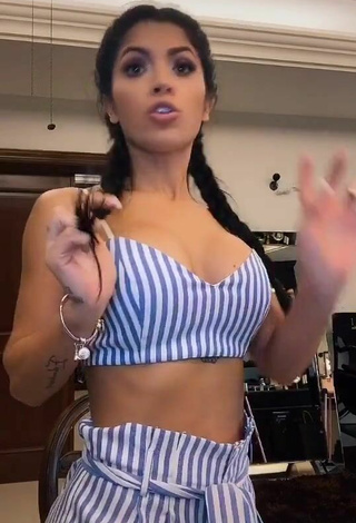 2. Magnificent Kimberly Flores Shows Cleavage in Striped Crop Top