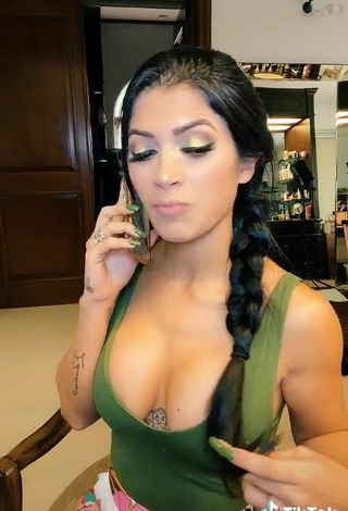 2. Cute Kimberly Flores Shows Cleavage in Green Top