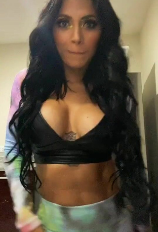 Sweet Kimberly Flores Shows Cleavage in Cute Black Crop Top