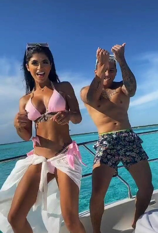 5. Beautiful Kimberly Flores in Sexy Pink Bikini Top on a Boat