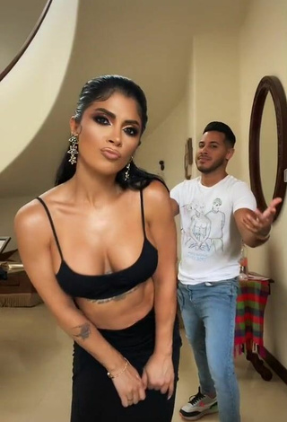 Sexy Kimberly Flores Shows Cleavage in Black Crop Top