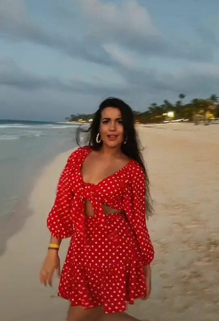 2. Sexy Lana in Polka Dot Sundress at the Beach