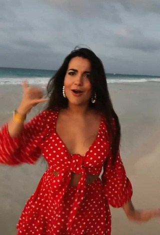 4. Sexy Lana in Polka Dot Sundress at the Beach