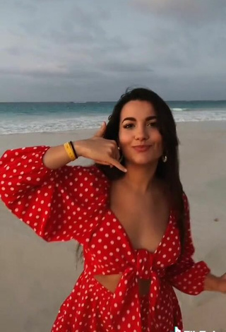 5. Sexy Lana in Polka Dot Sundress at the Beach