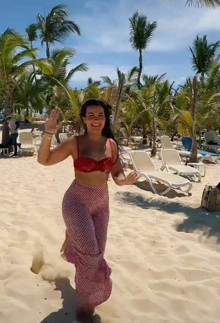Cute Lana in Red Bikini Top at the Beach
