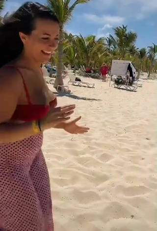 2. Cute Lana in Red Bikini Top at the Beach