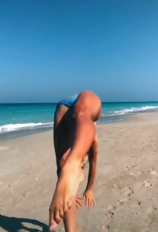4. Attractive Olivia Dunne in Blue Bikini at the Beach