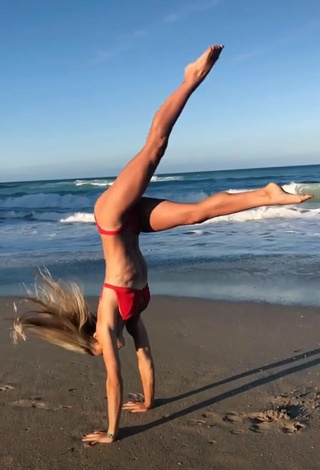 4. Pretty Olivia Dunne in Red Bikini at the Beach