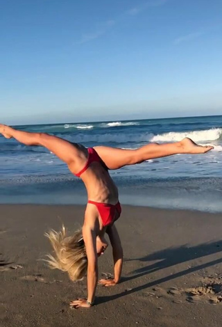 5. Pretty Olivia Dunne in Red Bikini at the Beach