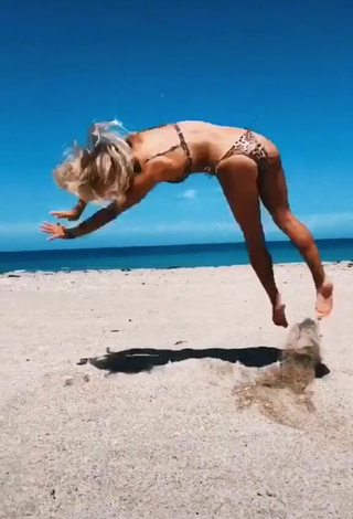 4. Sweet Olivia Dunne in Cute Leopard Bikini at the Beach